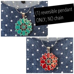 (1) Reversible enhancer/pendant, red/turquoise—FINAL PRICE